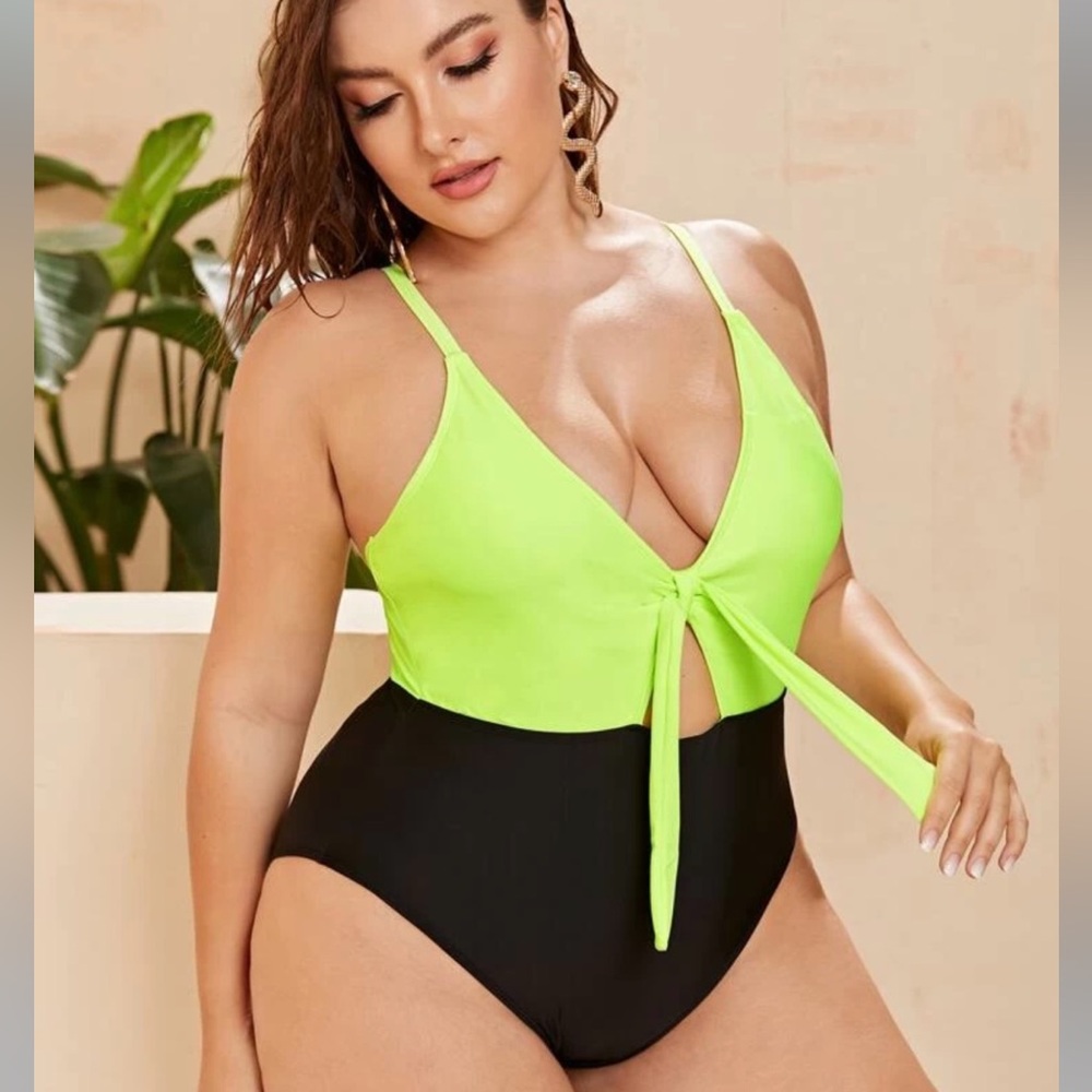 Color-block plus swimsuit - Picture 2 of 2